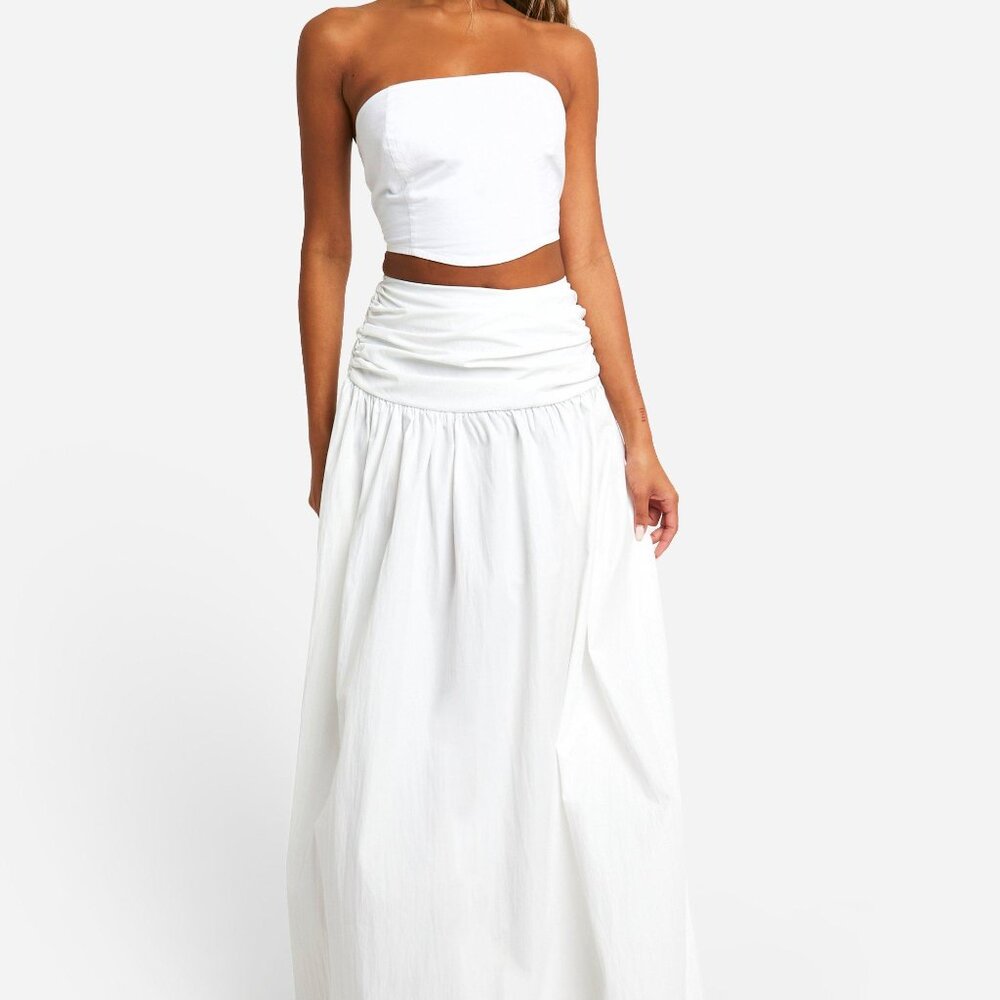 NWT Boohoo Folded Waist Band Flowy Maxi Skirt